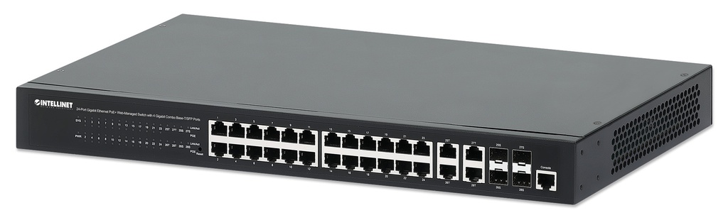 24-Port Gigabit Ethernet PoE+ Web-Managed Switch with 4 Gigabit