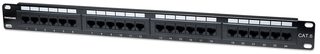 Cat6 Patch Panel 24-Port, UTP, 1U, Black