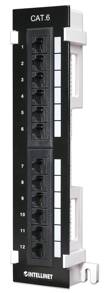 Cat6 Wall-mount Patch Panel 12 Port, UTP, Black