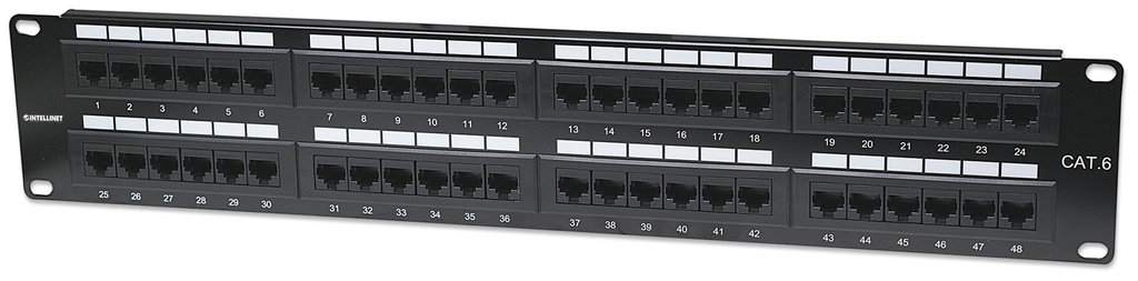 Cat6 Patch Panel 48-Port, UTP, 2U, Black