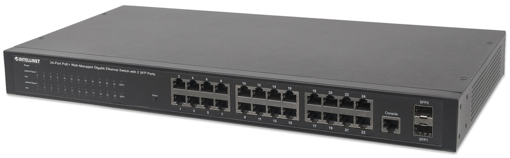 24-Port Gigabit Ethernet PoE+ Web-Managed Switch with 2 SFP Ports