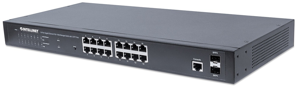 16-Port Gigabit Ethernet PoE+ Web-Managed Switch with 2 SFP Ports