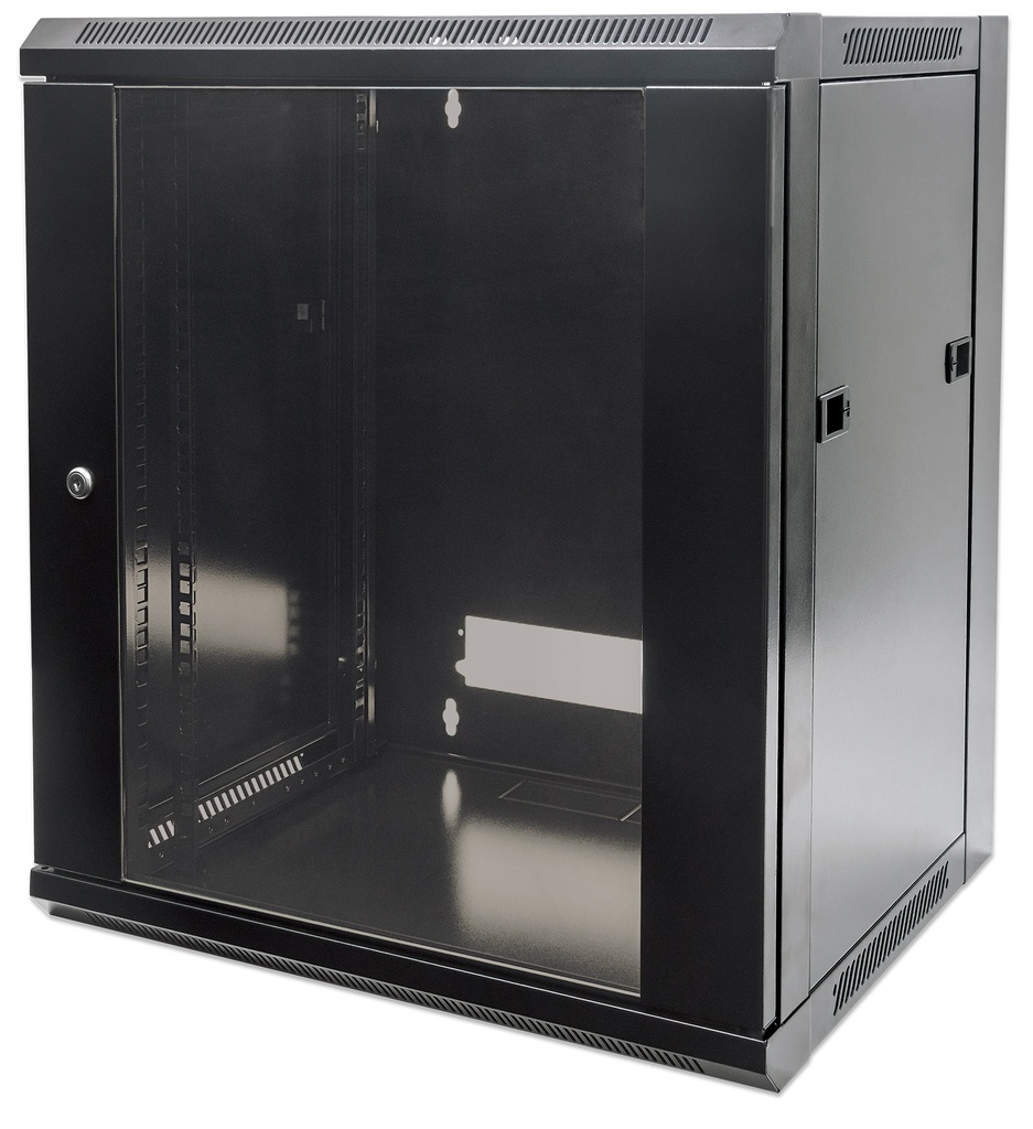 19 Wallmount Cabinet 12U, 450 mm (17.7 in.) Depth, Flat Pack, Black