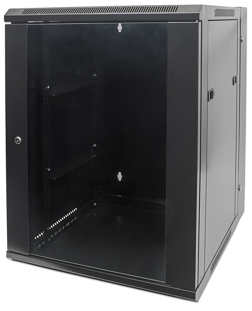 19" Double Section Wallmount Cabinet, Assembled 15U, 21.7 in.