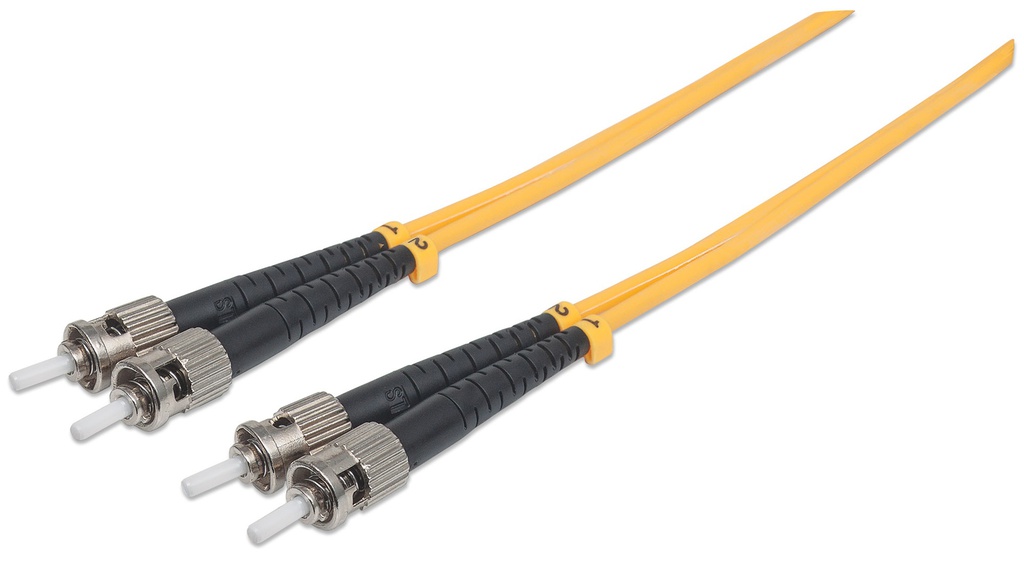 1m ST-ST Fiber Cable, Duplex, OS2, Single-Mode, Yellow