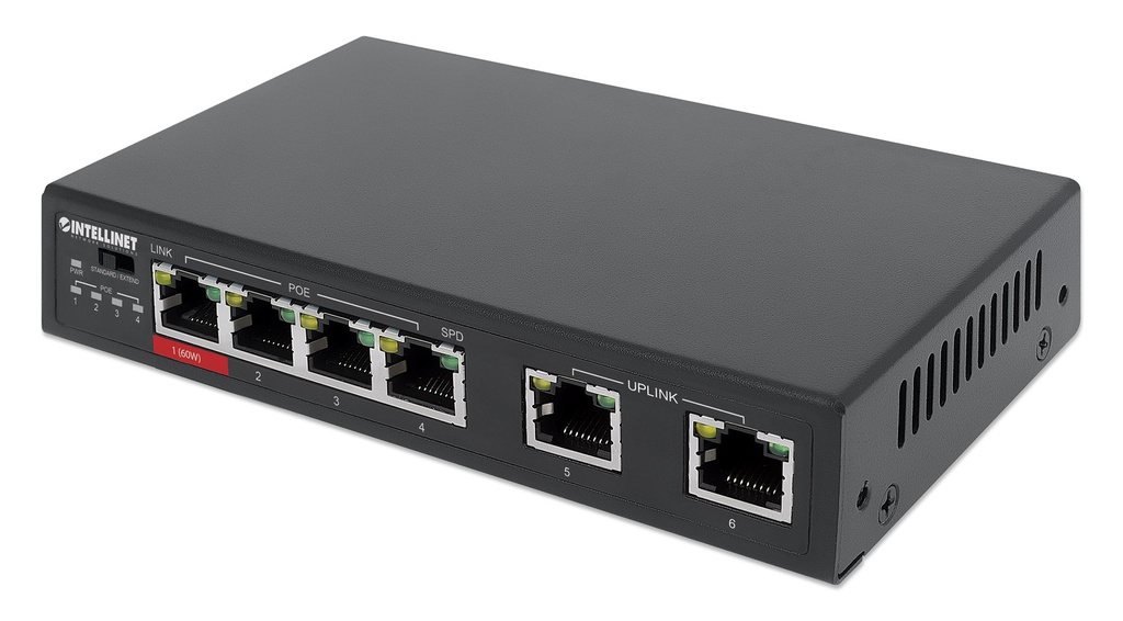 6-Port Fast Ethernet Switch with 4 PoE Ports (1 x High-Power PoE)