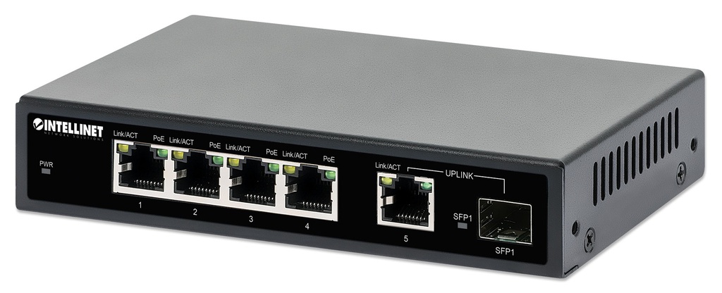 5-Port Gigabit Ethernet PoE+ Switch with SFP Port