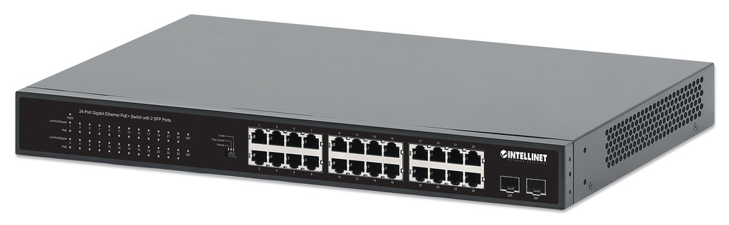 24-Port Gigabit Ethernet PoE+ Switch with 2 SFP Ports