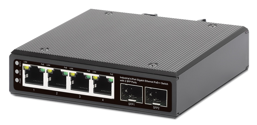 Industrial 4-Port Gigabit Ethernet PoE++ Switch with 2 SFP Ports