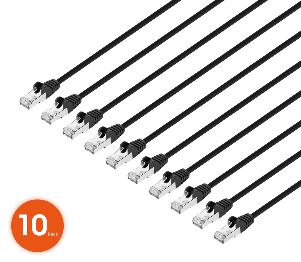 1.5ft Black Cat8 Slim Patch Patch Cable 10Pk