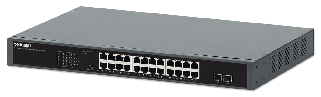 24-Port Gigabit Ethernet PoE+ Switch with 2 SFP Ports
