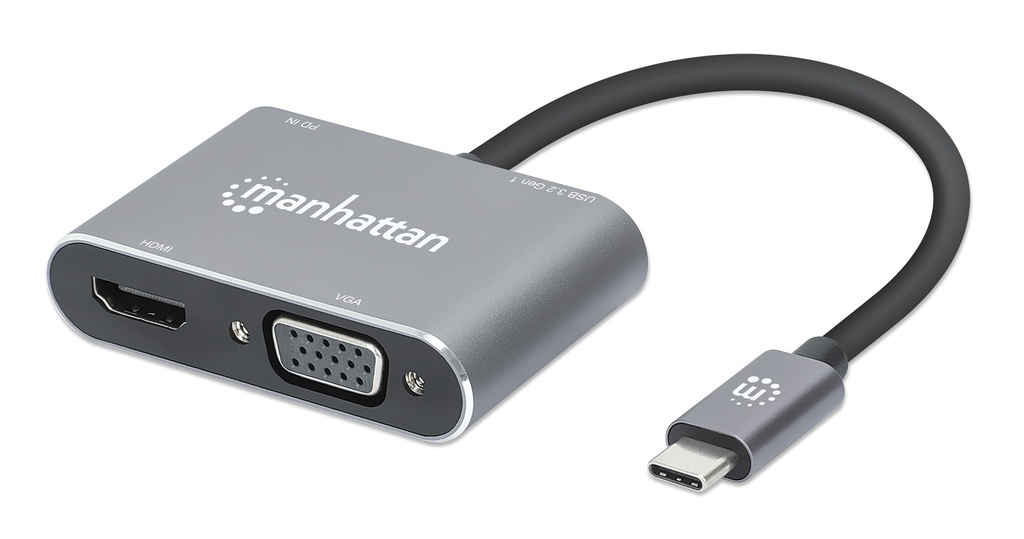 USB-C to HDMI & VGA 4-in-1 Docking Converter with Power Delivery