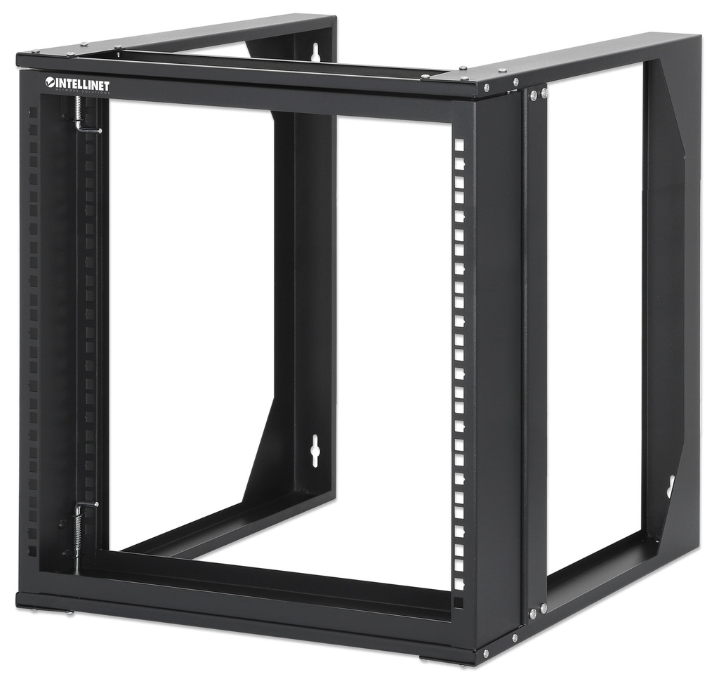 19" Wall Mount Open Frame Network Rack, 9U, Front-hinged Swing Frame