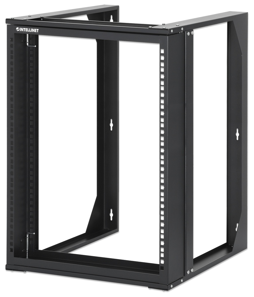 19" Open Frame Rack, 12U, 17.7 in (450mm) Depth, Flat Pack, Black