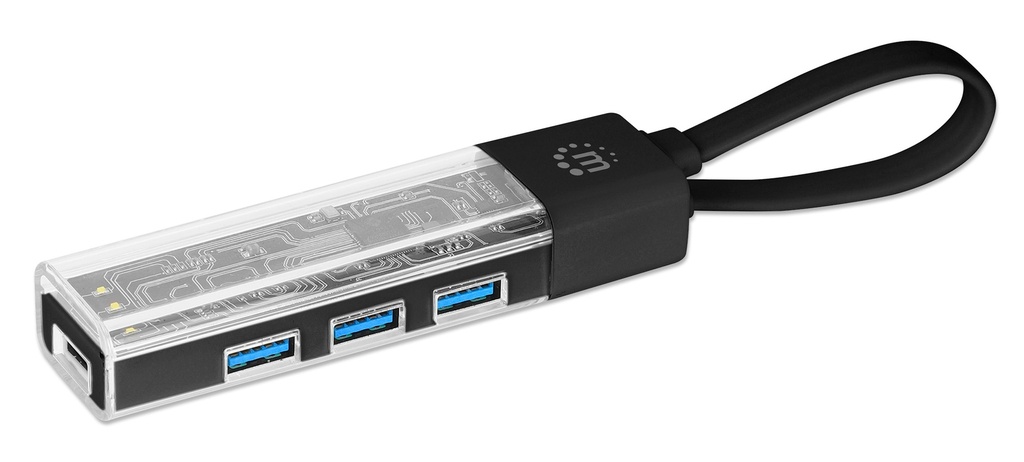 Transparent 4-Port USB 3.0 Type-C / Type-A Combo Hub