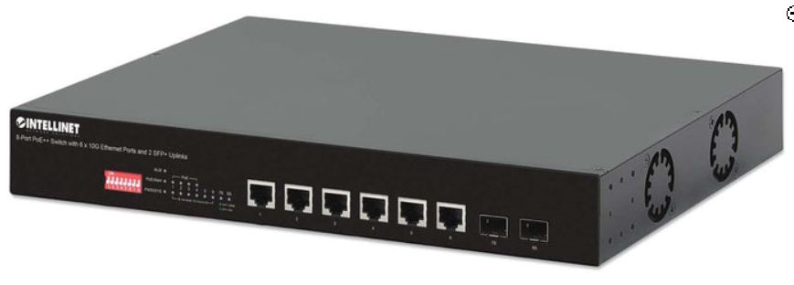 8-Port PoE++ Switch with 6 x 10G Ports and 2 SFP+