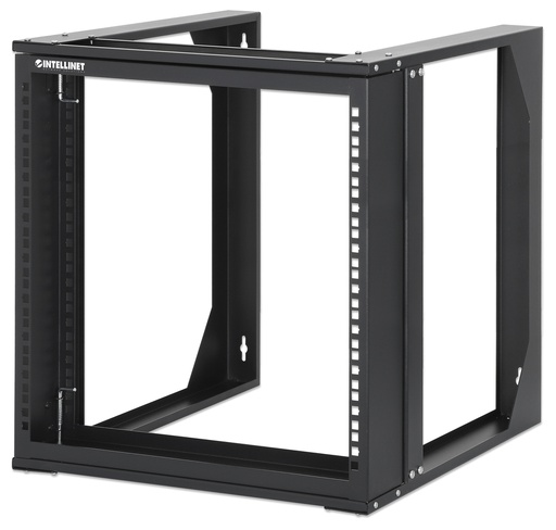 [716185] 19" Wall Mount Open Frame Network Rack, 9U, Front-hinged Swing Frame