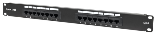 [519526] Cat6 Patch Panel 16-Port, UTP, 1U, Black