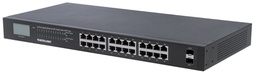 [561242] 24-Port Gigabit Ethernet PoE+ Switch with 2 SFP Ports and LCD Screen
