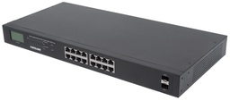 [561259] 16-Port Gigabit Ethernet PoE+ Switch with 2 SFP Ports and LCD Screen