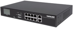 [561303] 8-Port Gigabit Ethernet PoE+ Switch with 2 RJ45 Gigabit Uplink Ports and LCD Screen