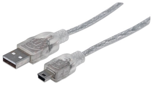 [333412] 6ft Translucent Silver A Male - Mini-B USB Cable