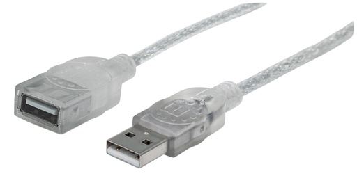 [336314] 6ft Translucent Silver A Male - A Female USB Extension Cable