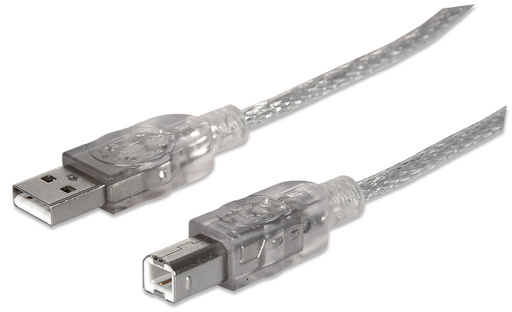 [340458] 10ft Translucent Silver  A Male - B Male USB Cable